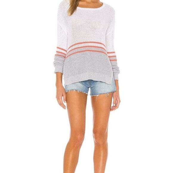 NWT Bobi Los Angeles Fine Viscose Sweater White Combo Stripe - Picture 1 of 6